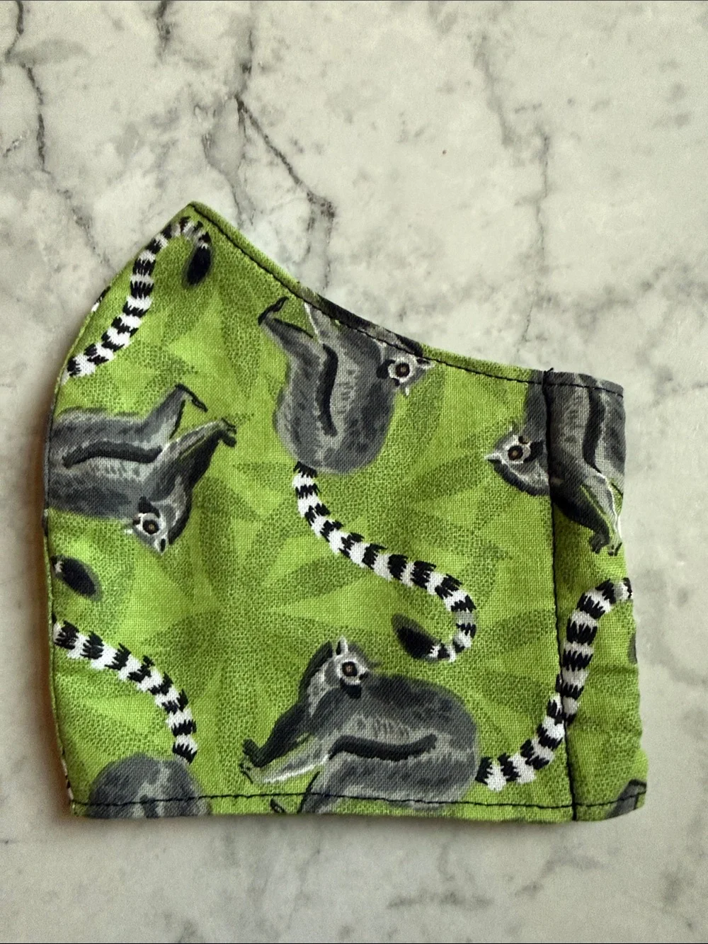 Kids Green Lemur Print Face Mask